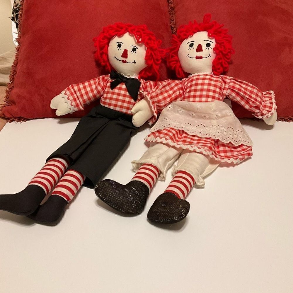 Vintage Handmade Raggedy Ann and Andy, 20” 
Cottagecore, RLChristmas, heritage